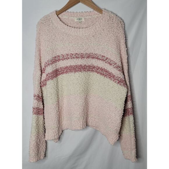 Umgee Sweaters - Umgee- Women's Popcorn Pink striped sweater- size Large